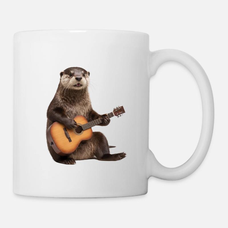 Murmeltier Gitarre Otter - Tasse - Weiß