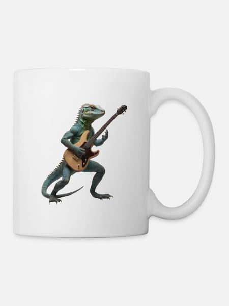 Lizard Geko Gitarre - Tasse - Weiß