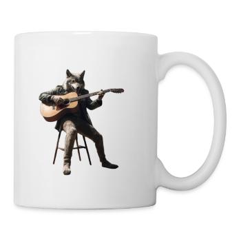 Wolf Music Gitarrenmusiker - Tasse - Weiß - Rechts