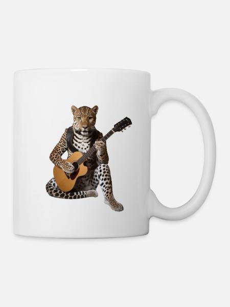 Cheetah panther jungle guitar music - Mug - white