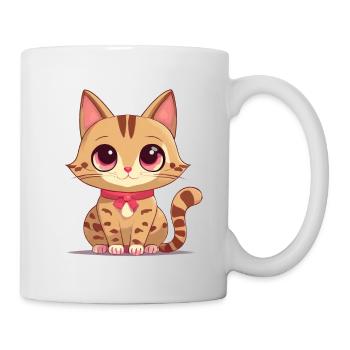 Niedliche Katze - Tasse - Weiß - Rechts