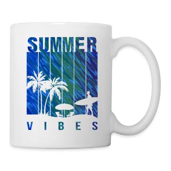 Sommer Illustration Sommer Blumenkunst Blume Meer - Tasse - Weiß - Rechts