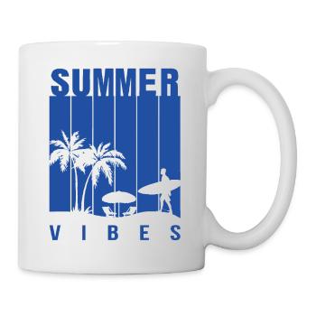 Sommer Illustration Sommer Blumenkunst Blume Meer - Tasse - Weiß - Rechts