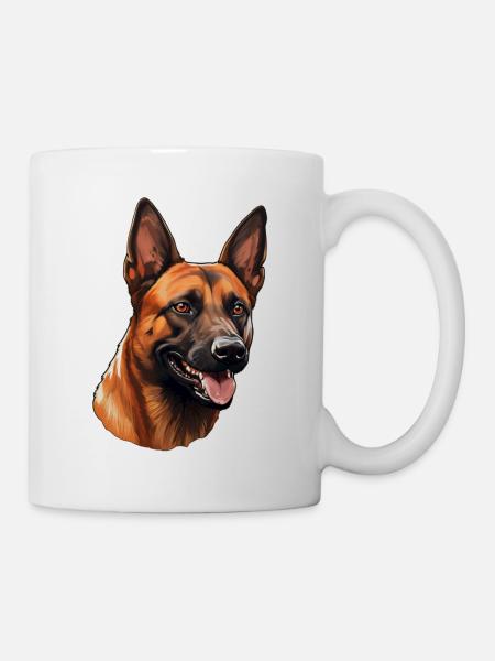 Belgian Malinois Kopf - Tasse - Weiß