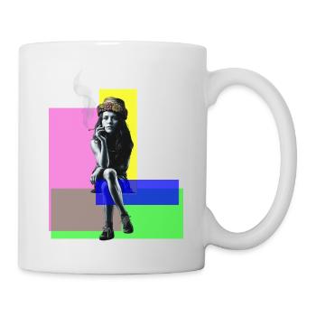 Urban Chic: Banksy-inspiriertes Mädchen - Tasse - Weiß - Rechts