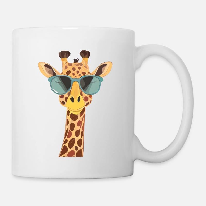 girafe mignonne avec des lunettes de soleil - Mug blanc - blanc