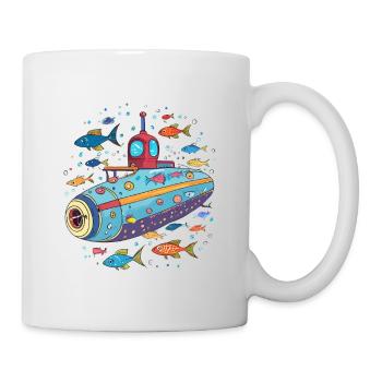 U-Boot mit bunten Fischen - Tasse - Weiß - Rechts