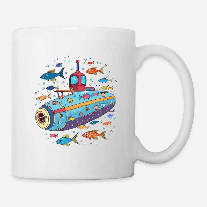 Sous-marin avec des poissons colorés - Mug blanc - blanc