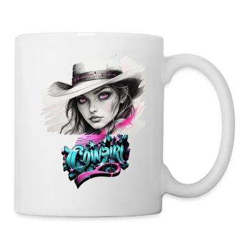 Cowboy , Pferdemädchen mit Cowboyhut - Tasse - Weiß - Rechts
