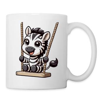 Ein süßes Zebra sitzt auf einer Schaukel - Tasse - Weiß - Rechts