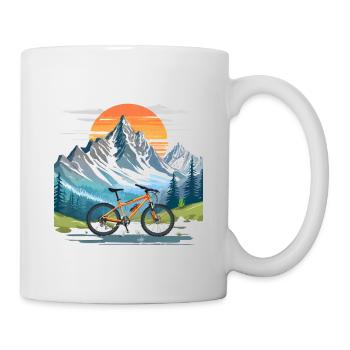 VTT face aux montagnes - Mug blanc - blanc - Droite