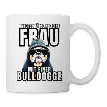 NEVER underestimate a woman with a bulldog dog dog - Mug - white - Right