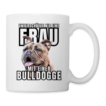 NEVER underestimate a woman with a bulldog dog dog - Mug - white - Right