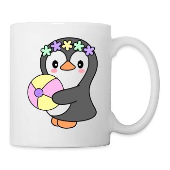 Sommer Pinguin Strand Party Pool Urlaub Tropisch - Tasse - Weiß - Rechts