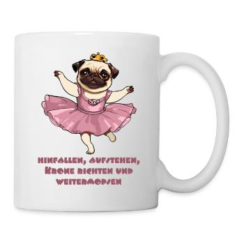 hinfallen, aufstehen, Krone richten u weitermopsen - Tasse - Weiß - Rechts