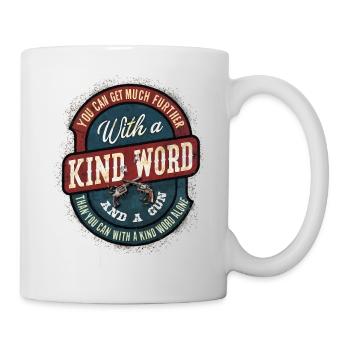 Waffen und freundliche Worte - Tasse - Weiß - Rechts