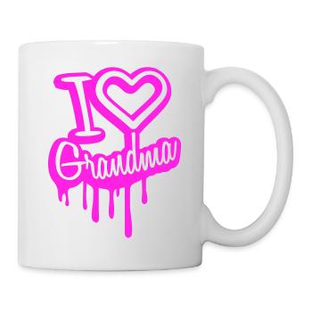 I Love Grandma Oma Liebe Graffiti Großmutter - Tasse - Weiß - Rechts