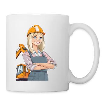 Bauarbeiterin oder Architektin auf der Baustelle - Tasse - Weiß - Rechts
