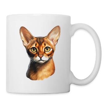 Abessinier-Katzen-Kopf - Tasse - Weiß - Rechts