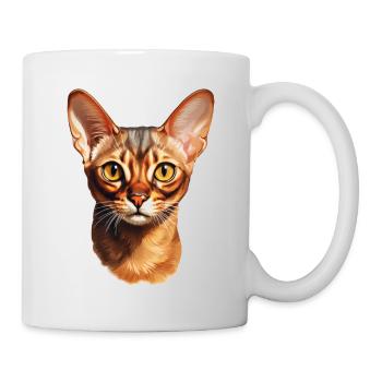 Abessinierkatzenkopf - Tasse - Weiß - Rechts