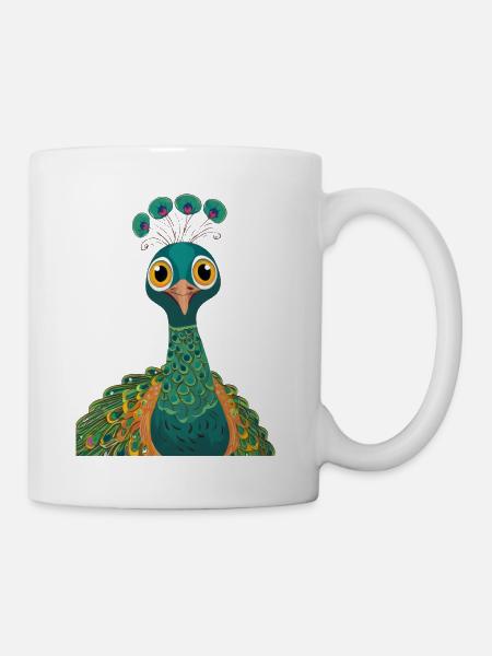 Pfau - Tasse - Weiß