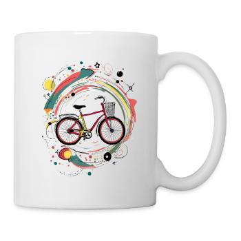 Illustration de vélo avec des éléments abstraits - Mug blanc - blanc - Droite
