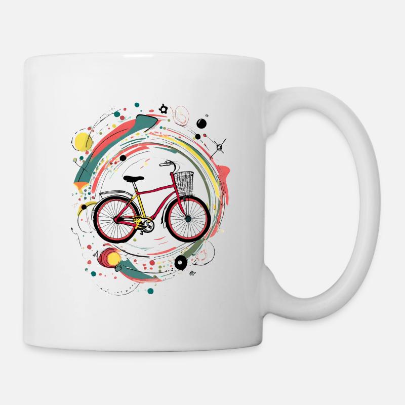 Illustration de vélo avec des éléments abstraits - Mug blanc - blanc