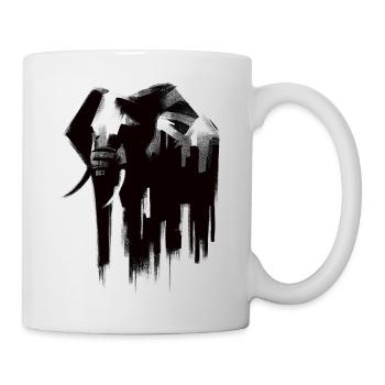Elefant Kohlezeichnung - Tasse - Weiß - Rechts