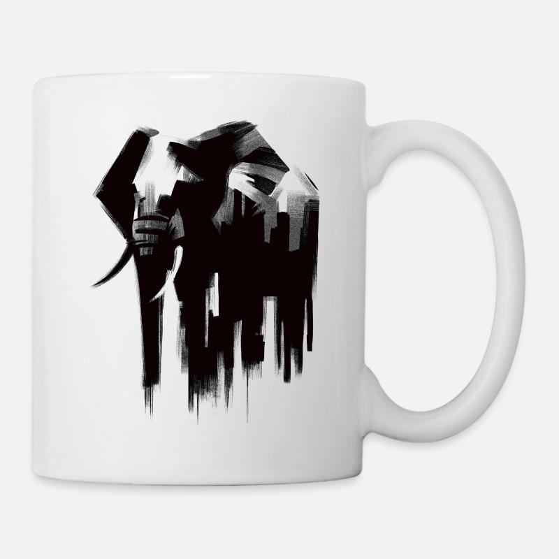 Elephant Charcoal Drawing - Mug - white