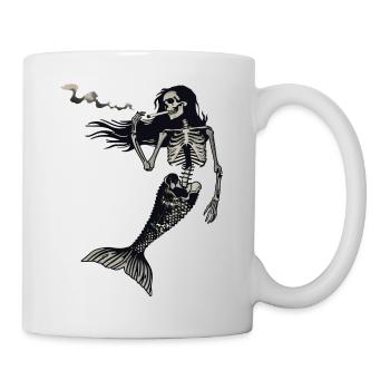 Skeleton mermaid smoking a cigarette 3 - Mug - white - Right