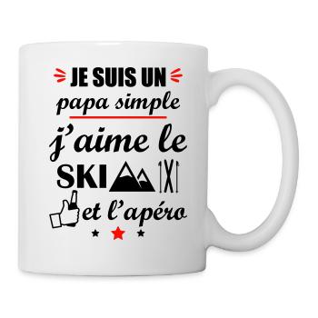 Papa simple ski et apéro, fête des pères - Mug blanc - blanc - Droite