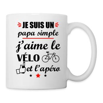 Papa simple vélo et apéro, fête des pères - Mug blanc - blanc - Droite
