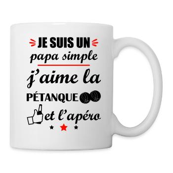 Papa simple pétanque et apéro, fête des pères - Mug blanc - blanc - Droite