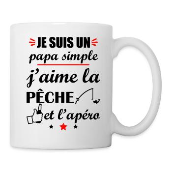 Papa simple pêche et apéro, fête des pères - Mug blanc - blanc - Droite
