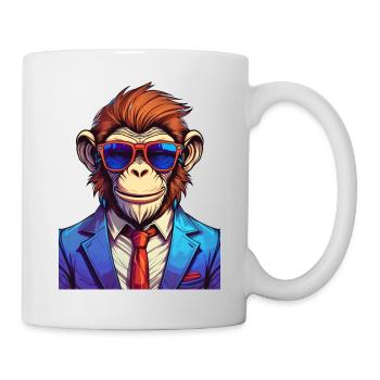 Affe mit Anzug und Sonnenbrille - Tasse - Weiß - Rechts
