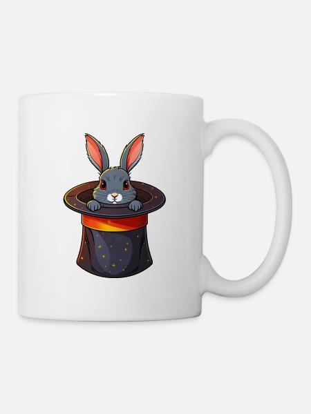 Lapin dans un chapeau magique - Mug blanc - blanc