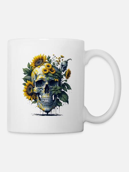 Sunflower Skull - Mug blanc - blanc
