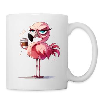 Lustiger Flamingo | Kaffee und Flamingo | Grumpy - Tasse - Weiß - Rechts