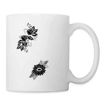 Lettre u floral noir et blanc - Mug blanc - blanc - Droite