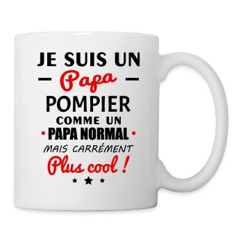 Je suis un papa pompier, fête des pères, noël - Mug blanc - blanc - Droite