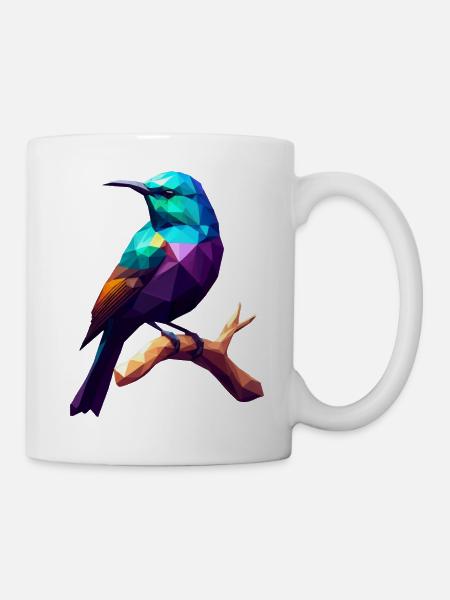 Bird abstract on branch, gift idea - Mug - white