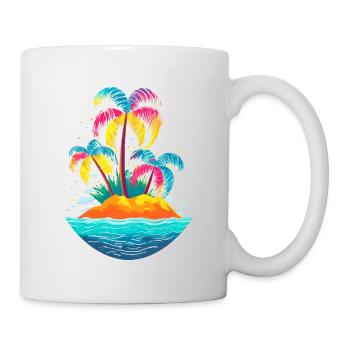 Bunte Insel mit Palmen im Meer - Tasse - Weiß - Rechts
