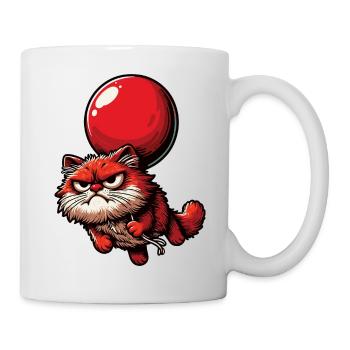 Katze mit Luftballon - Tasse - Weiß - Rechts