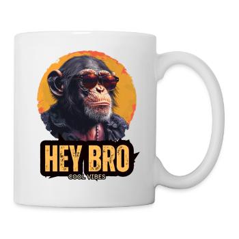 Monkey Sunglasses Cool Hey Bro - Mug - white - Right