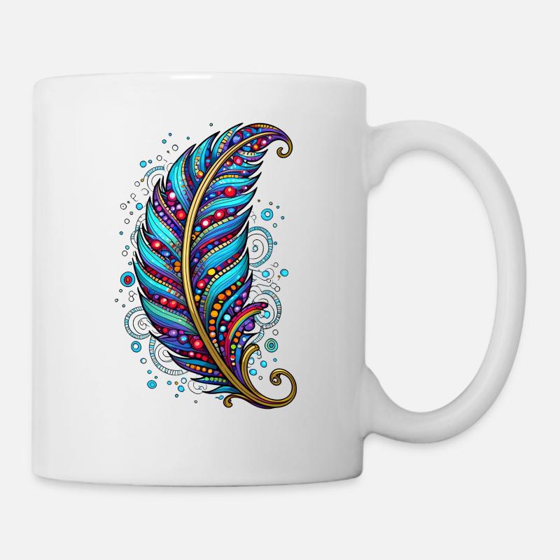 Feder mit Verzierungen - Tasse - Weiß