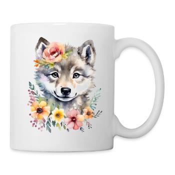 Wolf cub cute wolf baby cute watercolor - Mug - white - Right