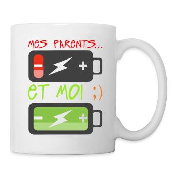 parents moi bebe enfant batterie charge forme epui - Mug blanc - blanc - Droite