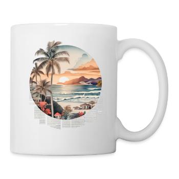 Urlaub am Meer mit Palmen und Sonnenuntergang - Tasse - Weiß - Rechts