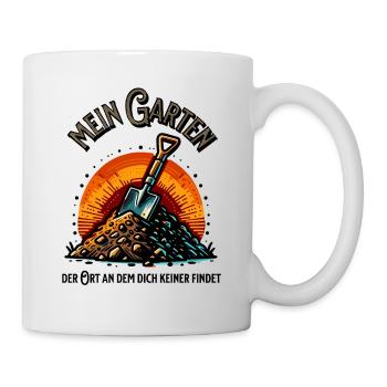 Mein Garten - lustiger Spruch - Gartenhumor - Ort - Tasse - Weiß - Rechts
