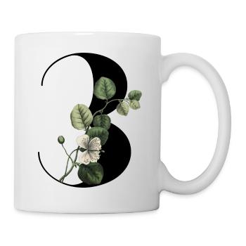 Number 3 Floral Green -3rd Floral Birthday - Mug - white - Right